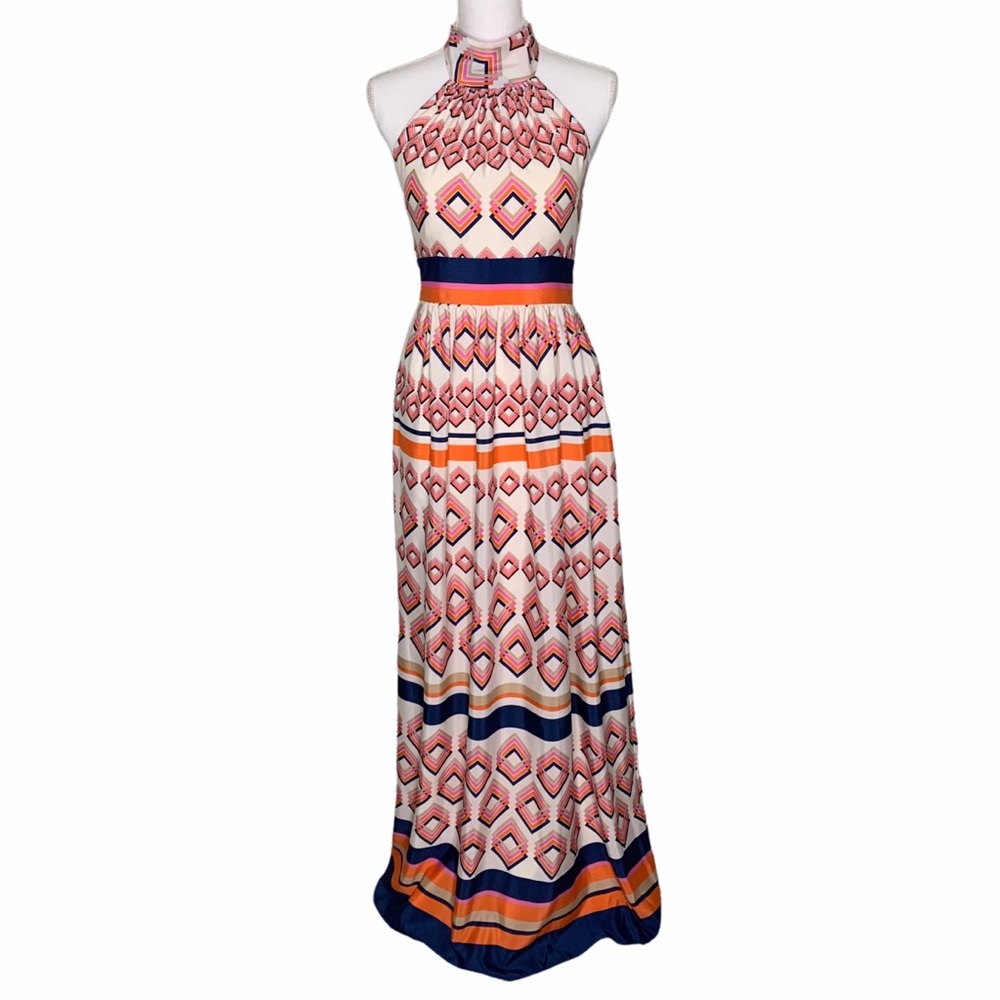 Eliza J halter geometric maxi dress - size 4
